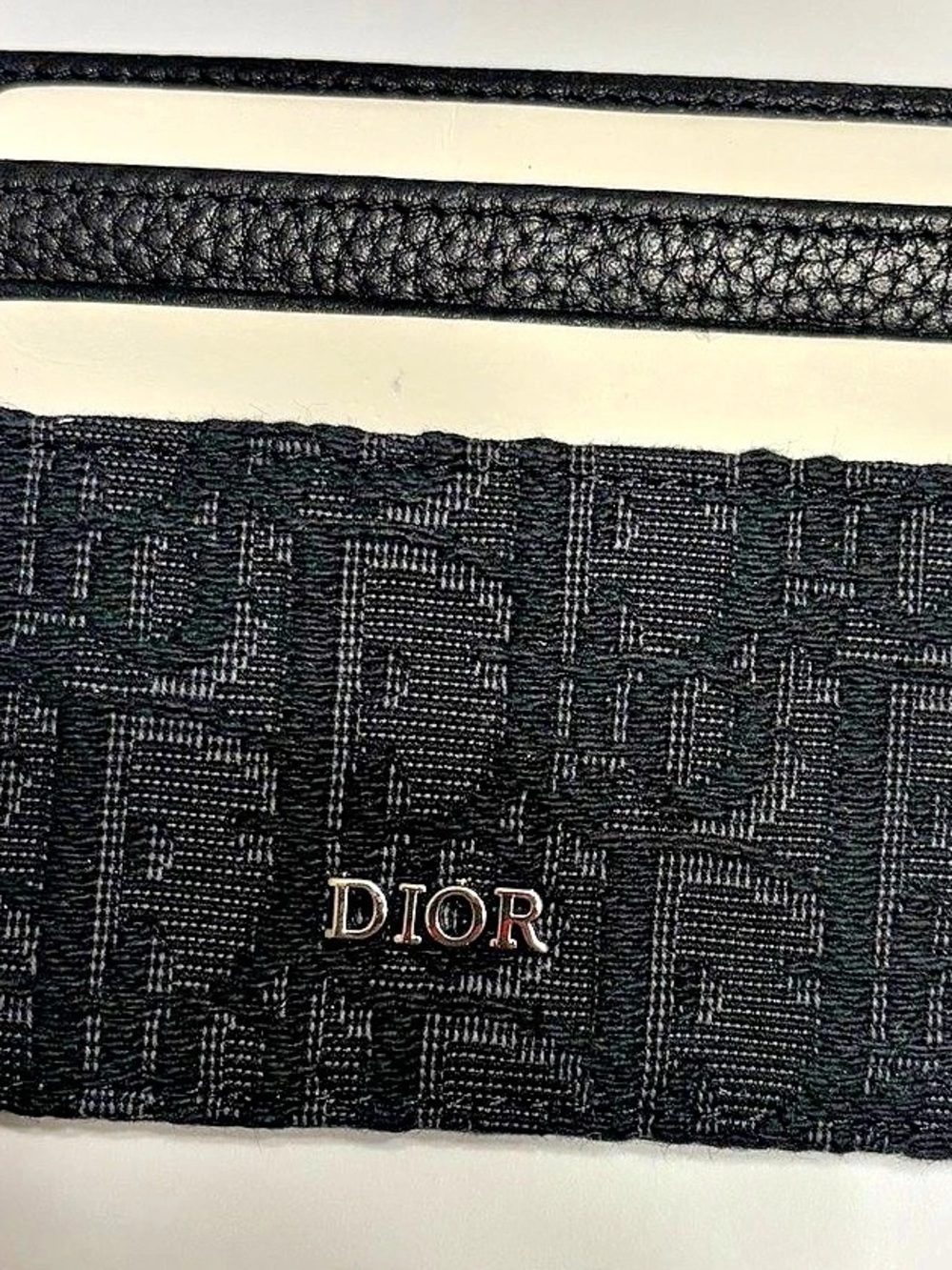 Dior Oblique Jacquard and Grained Calfskin Card Holder Black